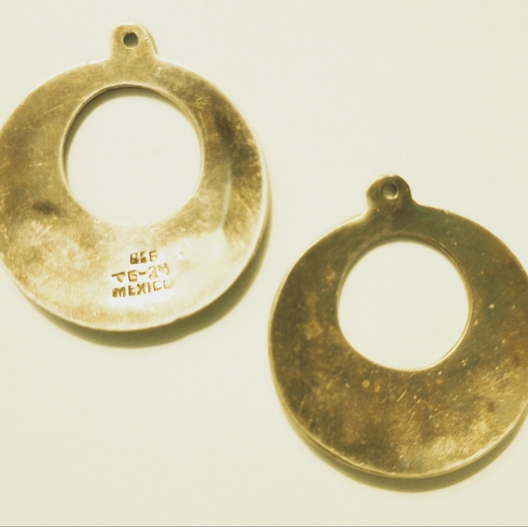 Vintage Sterling Silver and Turquoise Taxco Earrings - Picture 2 of 4